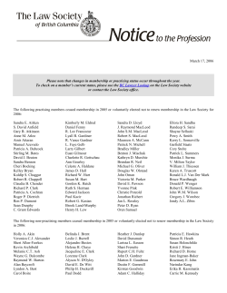 Notice: Ceased membership list, March 2006