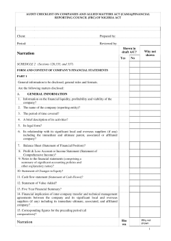 audit checklist on companies and allied matters act