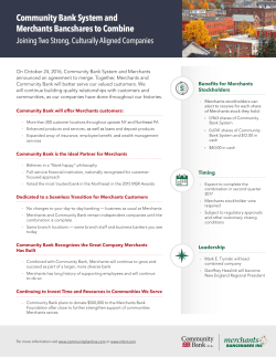 Community Bank System and Merchants to Combine