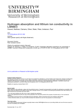University of Birmingham Hydrogen absorption and lithium ion
