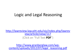 Logic and Legal Reasoning