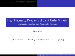 High Frequency Dynamics of Limit Order Markets