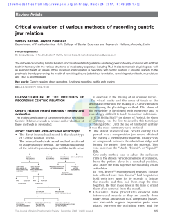 Critical evaluation of various methods of recording centric jaw relation
