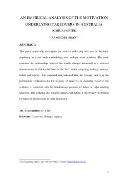 an empirical analysis of the motivation underlying takeovers in