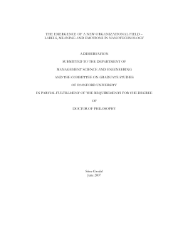 the emergence of a new organizational field &ndash; labels, meaning and