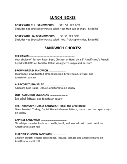 LUNCH BOXES SANDWICH CHOICES: