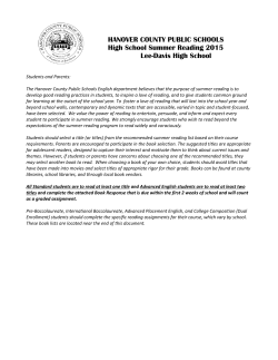 HANOVER COUNTY PUBLIC SCHOOLS High School Summer
