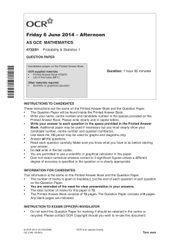 Question paper - Unit 4732/01 - Probability and statistics 1