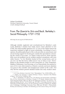 From The Querist to Siris and Back. Berkeley`s Social Philosophy