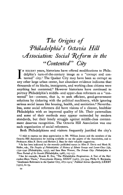 The Origins of Philadelphia s Octavia Hill ^Association: Social