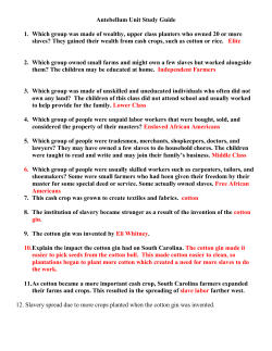 Antebellum Unit Study Guide 1. Which group was made of wealthy