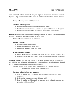 READING Fact vs. Opinion
