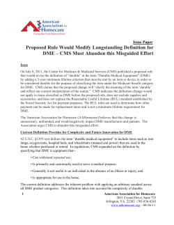 Proposed Rule Would Modify Longstanding Definition for DME