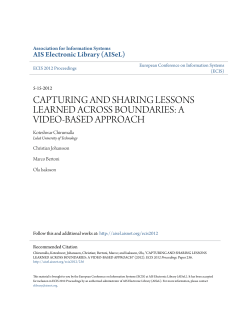 capturing and sharing lessons learned across boundaries: a video