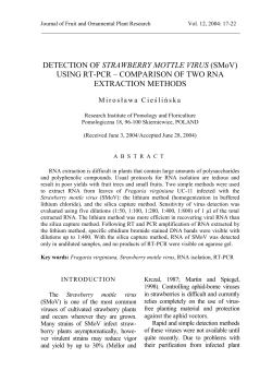 DETECTION OF STRAWBERRY MOTTLE VIRUS (SMoV) USING RT
