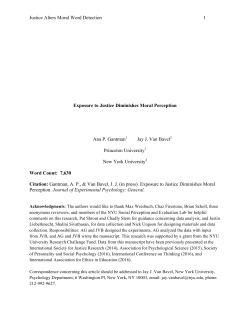 Justice Alters Moral Word Detection 1 Exposure to Justice
