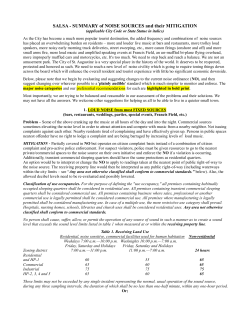 SALSA - SUMMARY of NOISE SOURCES and their MITIGATION