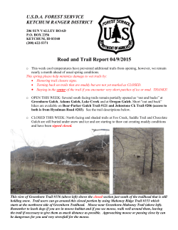 Road and Trail Report 04/9/2015