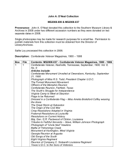 John A. O`Neal Collection - The Southern Museum of Civil War and