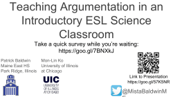 Teaching Argumentation in an Introductory ESL Science Classroom
