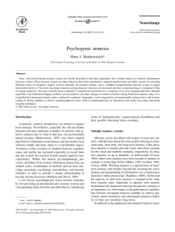 Psychogenic amnesia - Dr. Allan N. Schore