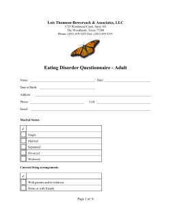 Eating Disorder Questionnaire - Adult