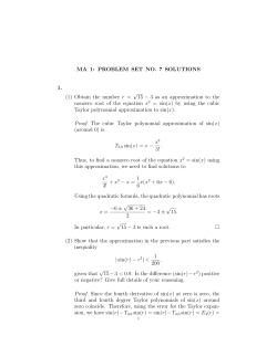 MA 1: PROBLEM SET NO. 7 SOLUTIONS 1. (1) Obtain the number r
