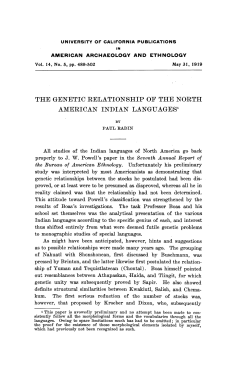 the genetic relationship ofthe north american indian languages1