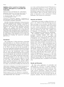Inhibition of the Acetyl-CoA Carboxylase of Barley