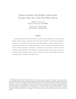 Teacher Incentives and Student Achievement: Evidence from New