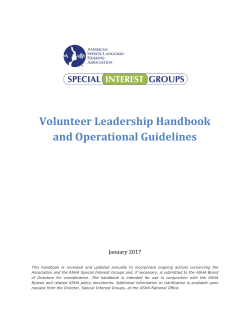 Special Interest Groups Volunteer Leadership Handbook and