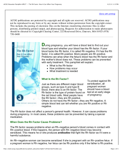 ACOG Education Pamphlet AP027 -- The Rh Factor: How It Can