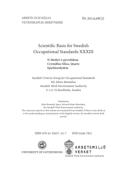 Scientific Basis for Swedish Occupational Standards XXXIII