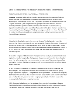 MEMO #3: STRENGTHENING THE PRESIDENT`S ROLE IN THE