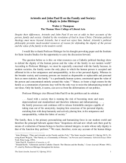 Aristotle and John Paul II on the Family and Society