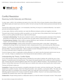 Conflict Resolution - Resolving conflict rationally and effectively