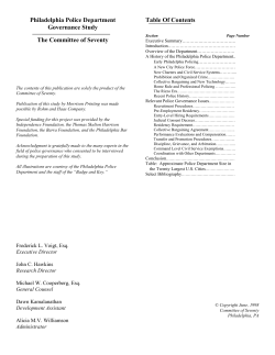 Philadelphia Police Department Governance Study