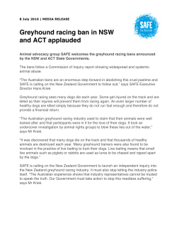 Greyhound racing ban in NSW and ACT applauded