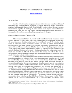 Matthew 24 and the Great Tribulation