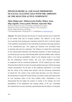 PHYSICOCHEMICAL AND USAGE PROPERTIES OF FACIAL