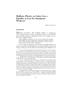 Hoffman Plastics as Labor Law&mdash; Equality at Last for Immigrant