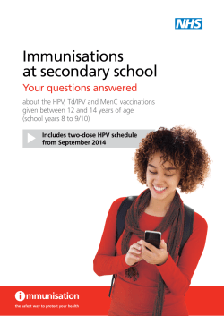 Immunisations at secondary school