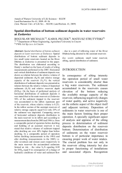 Spatial distribution of bottom sediment deposits in water reservoirs