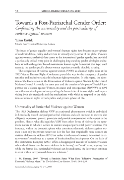 Towards a Post-Patriarchal Gender Order