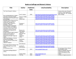 Suffrage and Women`s History Resources List