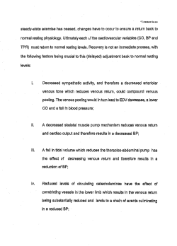 steady-state exercise has ceased, changes have to occur to ensure