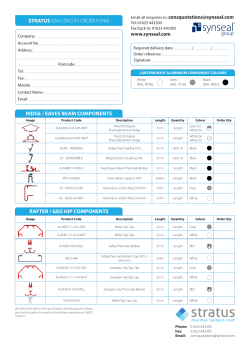 STRATUS BAR LENGTH ORDER FORM RIDGE / EAVES BEAM