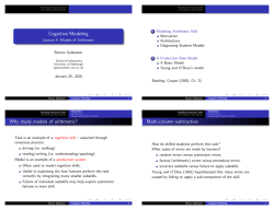Cognitive Modeling Why study models of arithmetic?