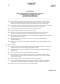 Chapter 90 Notes : Optical, photographic, cinematographic