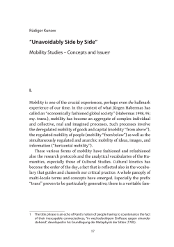 "Unavoidably side by side" : mobility studies &ndash; concepts